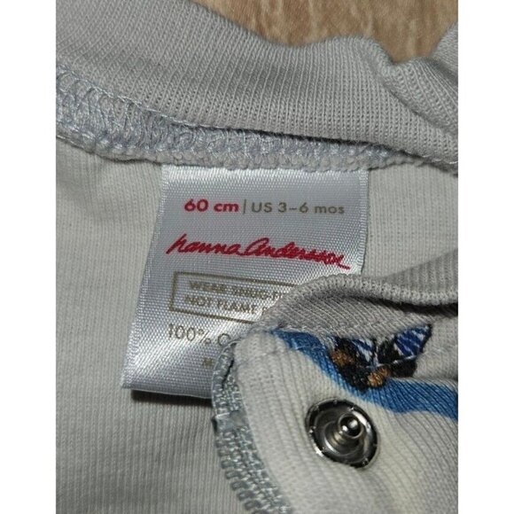 Hanna Andersson Footed Pjs Pajamas Size 60 Cm Us 3-6 Months Gray Winter Animals - Picture 3 of 3